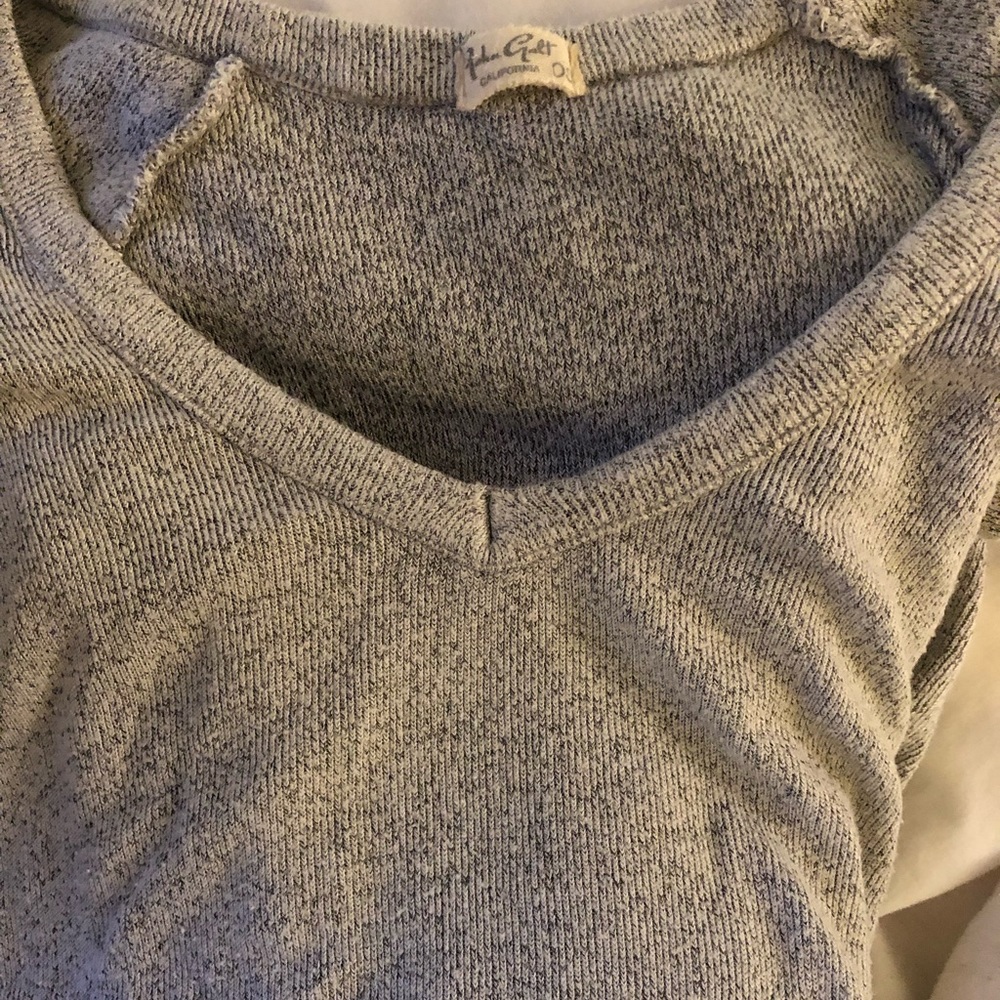 Gray, oversized stretchy, comfy sweater